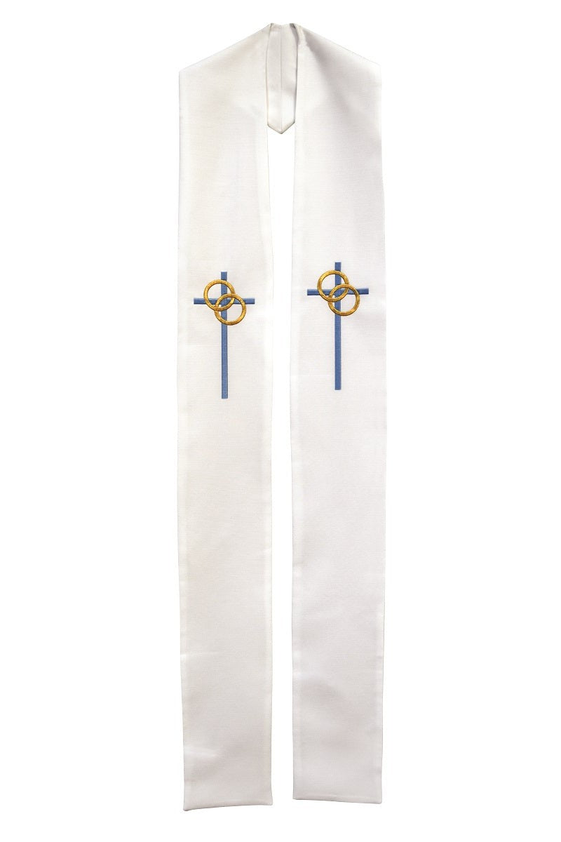 Stole with Wedding Cross & Rings - SL715/SL716-Church Life-Beau Veste-Pure White-Priest Overlay-Michigan Church Supply