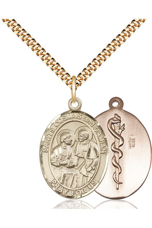 Sts. Cosmas & Damian/Doctor Medal - FN7132-Jewelry-Bliss Mfg-Gold Filled-Michigan Church Supply