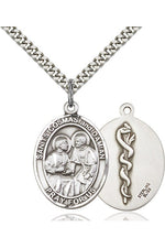 Sts. Cosmas & Damian/Doctor Medal - FN7132-Jewelry-Bliss Mfg-Sterling Silver-Michigan Church Supply