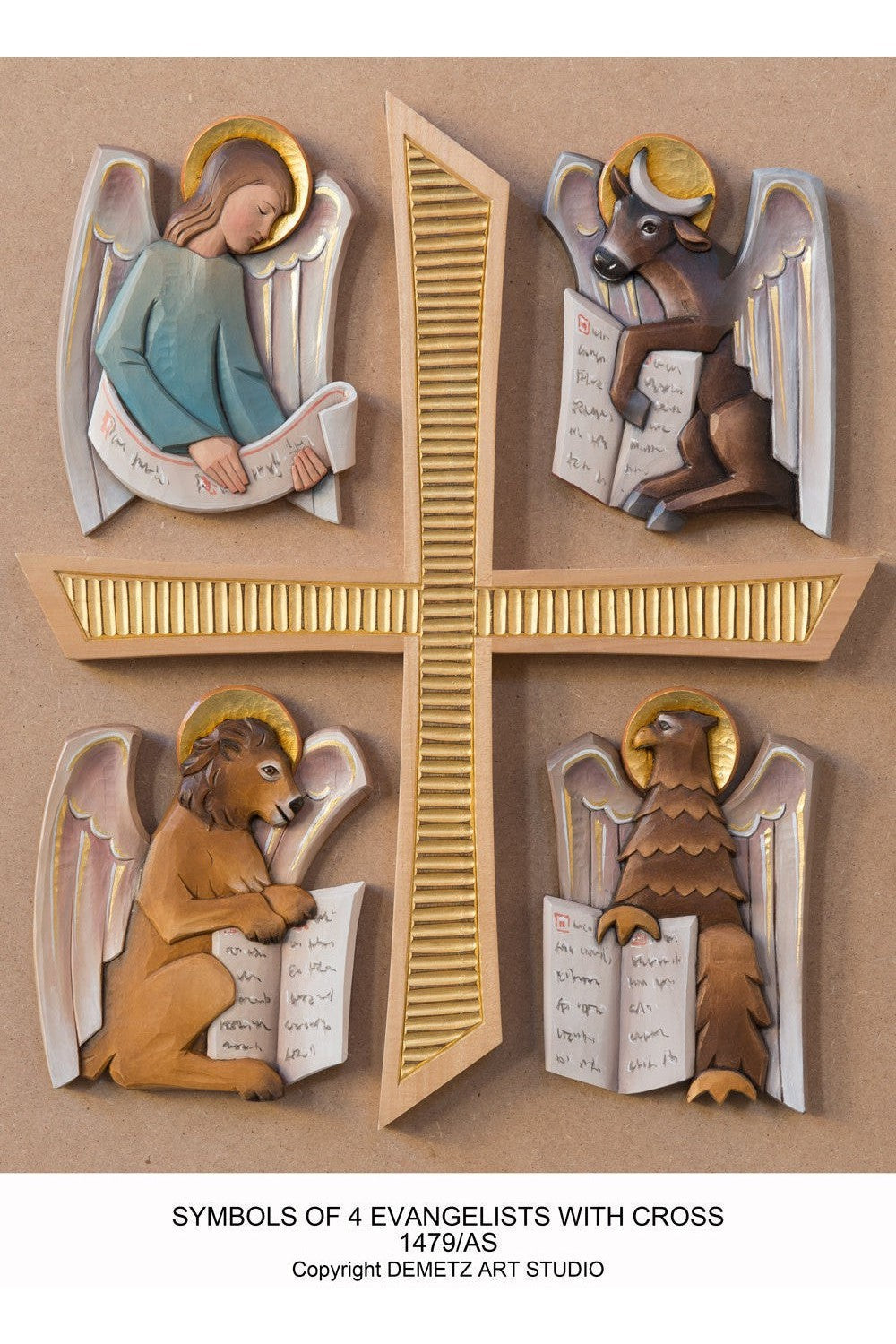 Symbols of 4 Evangelists with Cross - HD1479AS-Church Life-Demetz-Michigan Church Supply