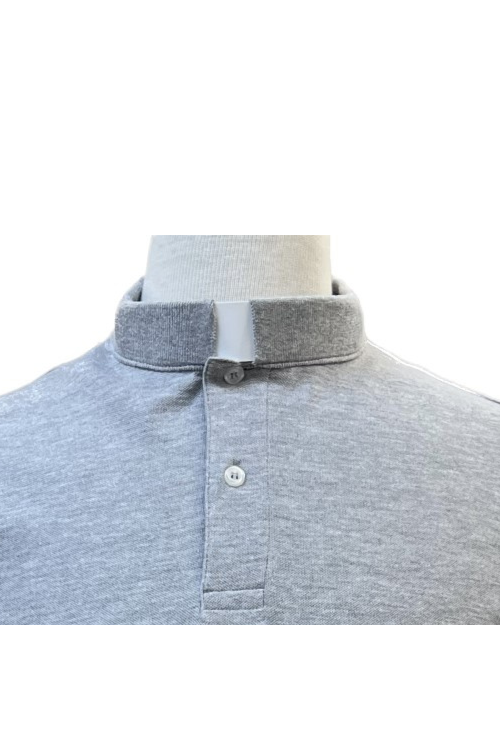 Tab Collar Polo Shirt - Long Sleeve - Heather Grey-Church Life-Moville Uniform and Workwear-Small - QL5577S-Michigan Church Supply