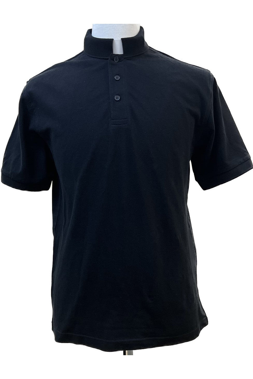 Tab Collar Polo Shirt - Short Sleeve - Black-Church Life-Moville Uniform and Workwear-Small - QL5829S-Michigan Church Supply