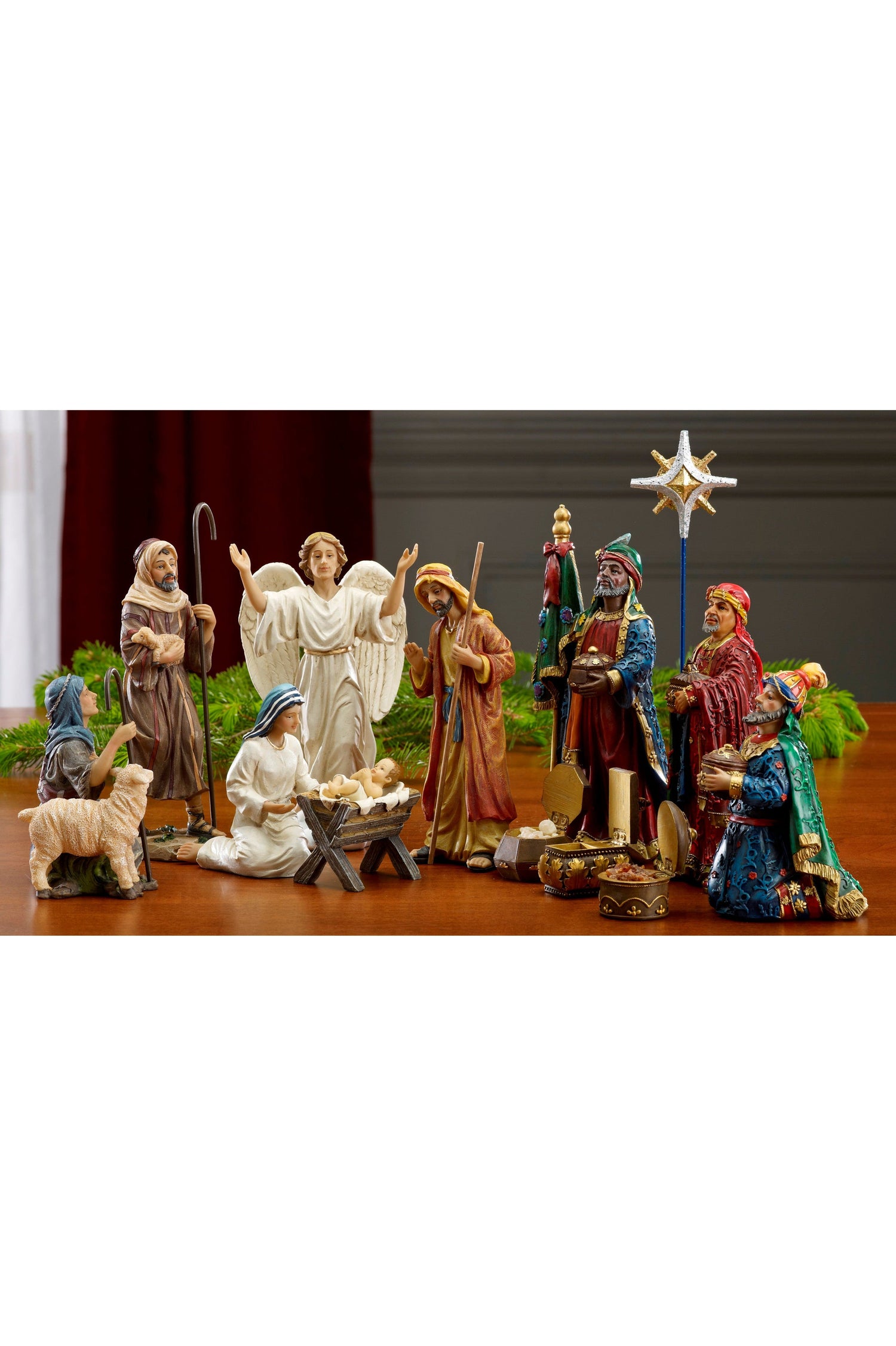 The Full Real Life Nativity Creche-Inspirational Gifts-Three Kings Gifts-7 Inch Set-Michigan Church Supply