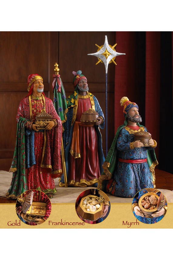 The Full Real Life Nativity Creche-Inspirational Gifts-Three Kings Gifts-7 Inch Set-Michigan Church Supply