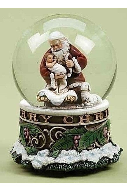 The Kneeling Santa Collection - Musical Glitterdome - LI35392-Inspirational Gifts-Roman, Inc-Michigan Church Supply