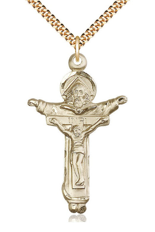 Trinity Crucifix Medal - FN4151-Jewelry-Bliss Mfg-Gold Filled-Michigan Church Supply