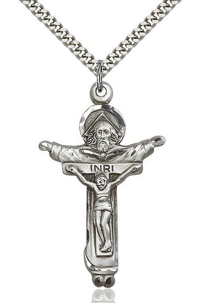 Trinity Crucifix Medal - FN4151-Jewelry-Bliss Mfg-Sterling Silver-Michigan Church Supply