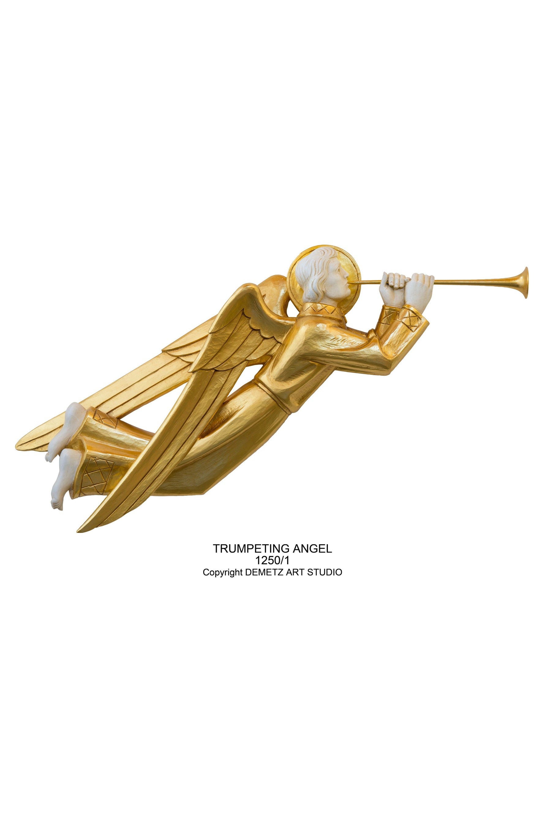 Trumpeting Angel - Ivory/Gold - HD12501-Church Life-Demetz-Michigan Church Supply