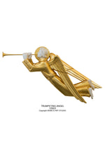 Trumpeting Angel - Ivory/Gold - HD12502-Church Life-Demetz-Michigan Church Supply