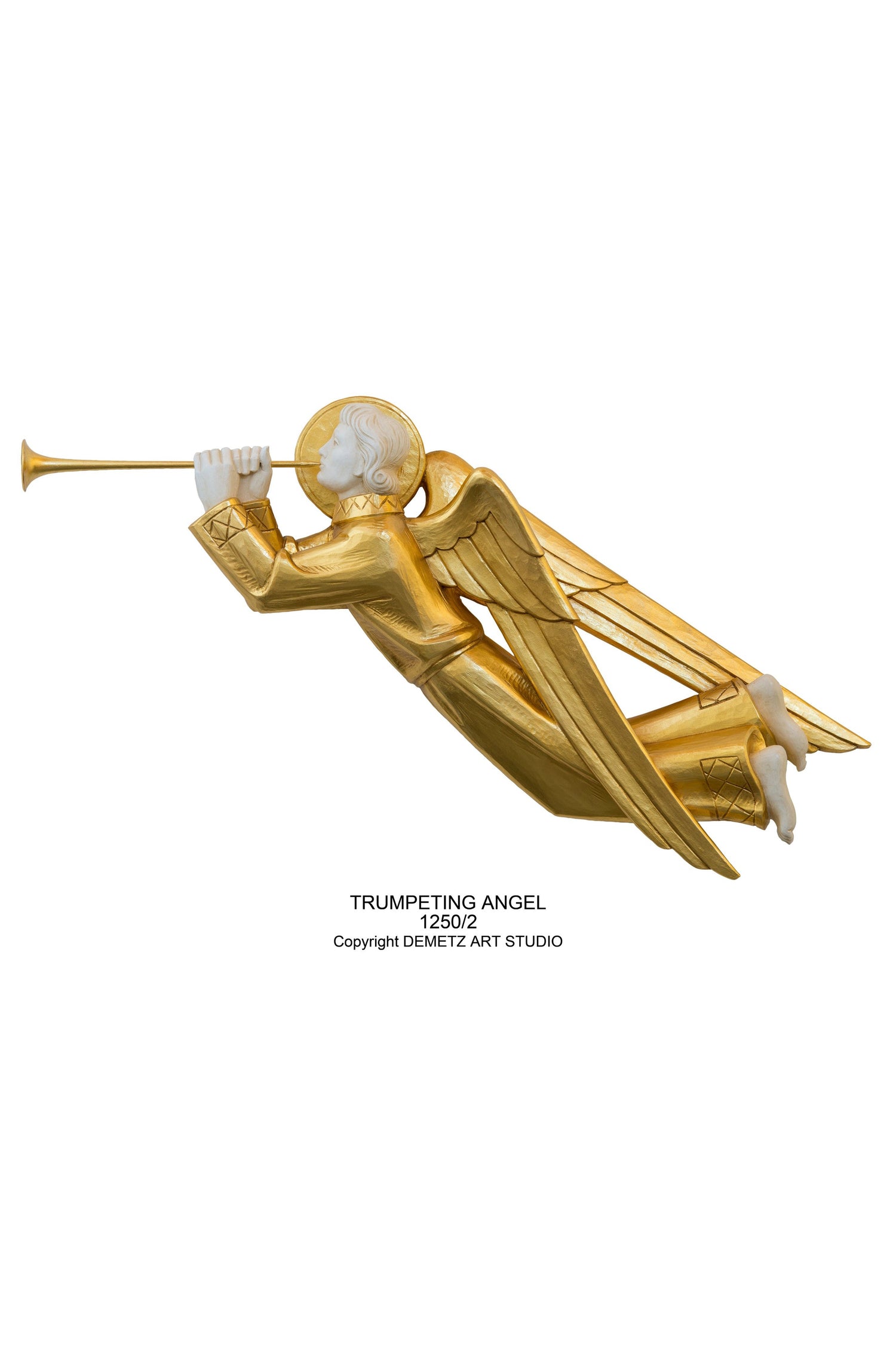 Trumpeting Angel - Ivory/Gold - HD12502-Church Life-Demetz-Michigan Church Supply