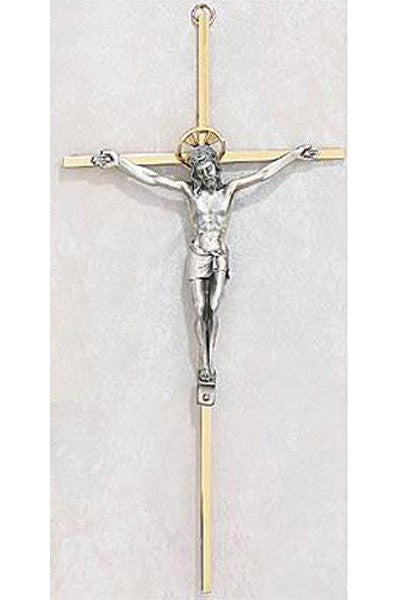 Two-tone Brass Crucifix: 10" - UZ7942622-Inspirational Gifts-McVan-Michigan Church Supply