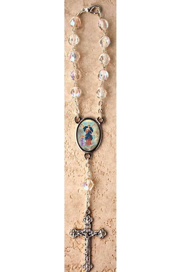 Virgin Mary as Untier of Knots Auto Rosary- WSRA598DS-Inspirational Gifts-San Francis-Michigan Church Supply