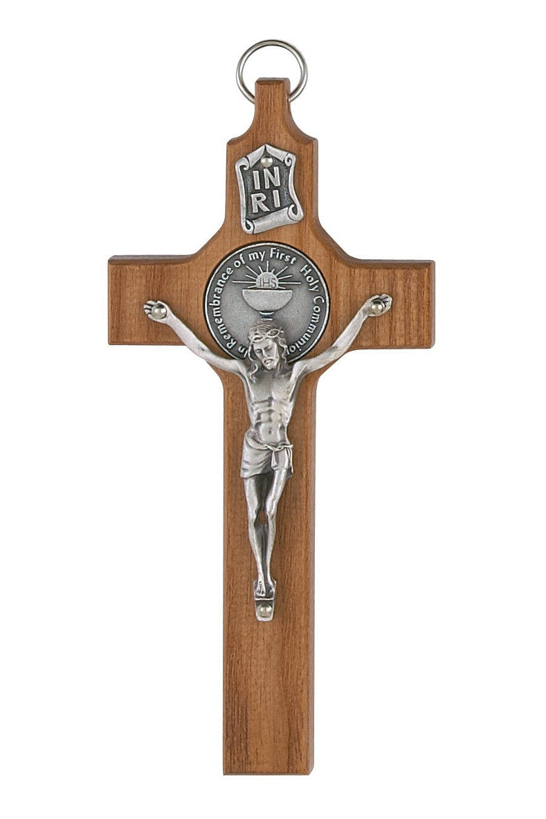 Walnut First Communion Crucifix 6" - UZ7523742-Inspirational Gifts-McVan-Michigan Church Supply