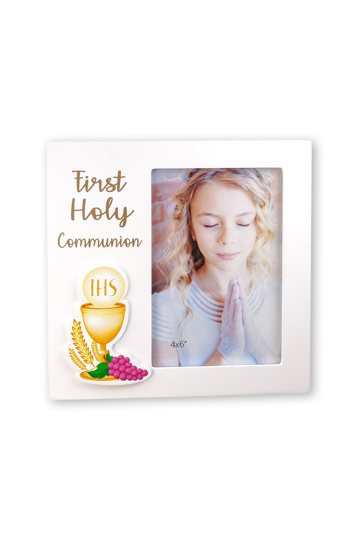 White First Communion Frame for 4 x 6" photo - TA5979-Inspirational Gifts-Hirten-Michigan Church Supply