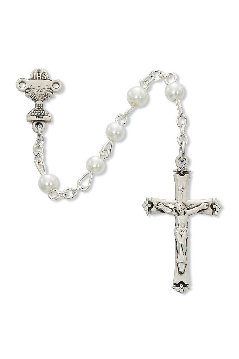 White First Communion Rosary Gift Boxed - UZC17RW-Inspirational Gifts-McVan-Michigan Church Supply