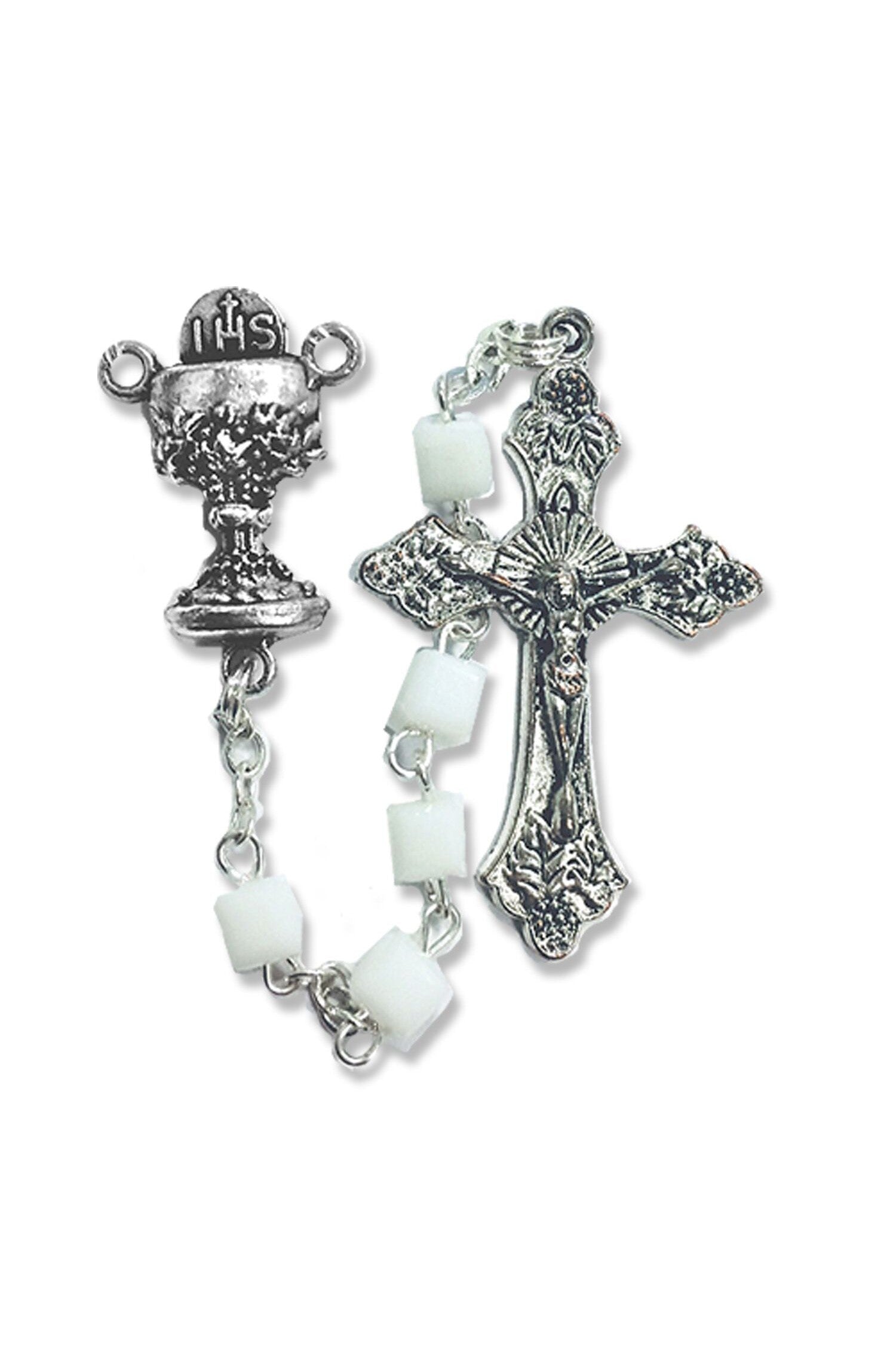 White First Communion Rosary - WOSR3992JC-Inspirational Gifts-Singer-Michigan Church Supply