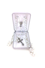 White Glass Rosary - WOSR4013WHJC-Inspirational Gifts-Singer-Michigan Church Supply