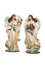 Wood Carved Angels with Cardinals - LI633347-Inspirational Gifts-Roman, Inc-Angel Holding One Cardinal-Michigan Church Supply