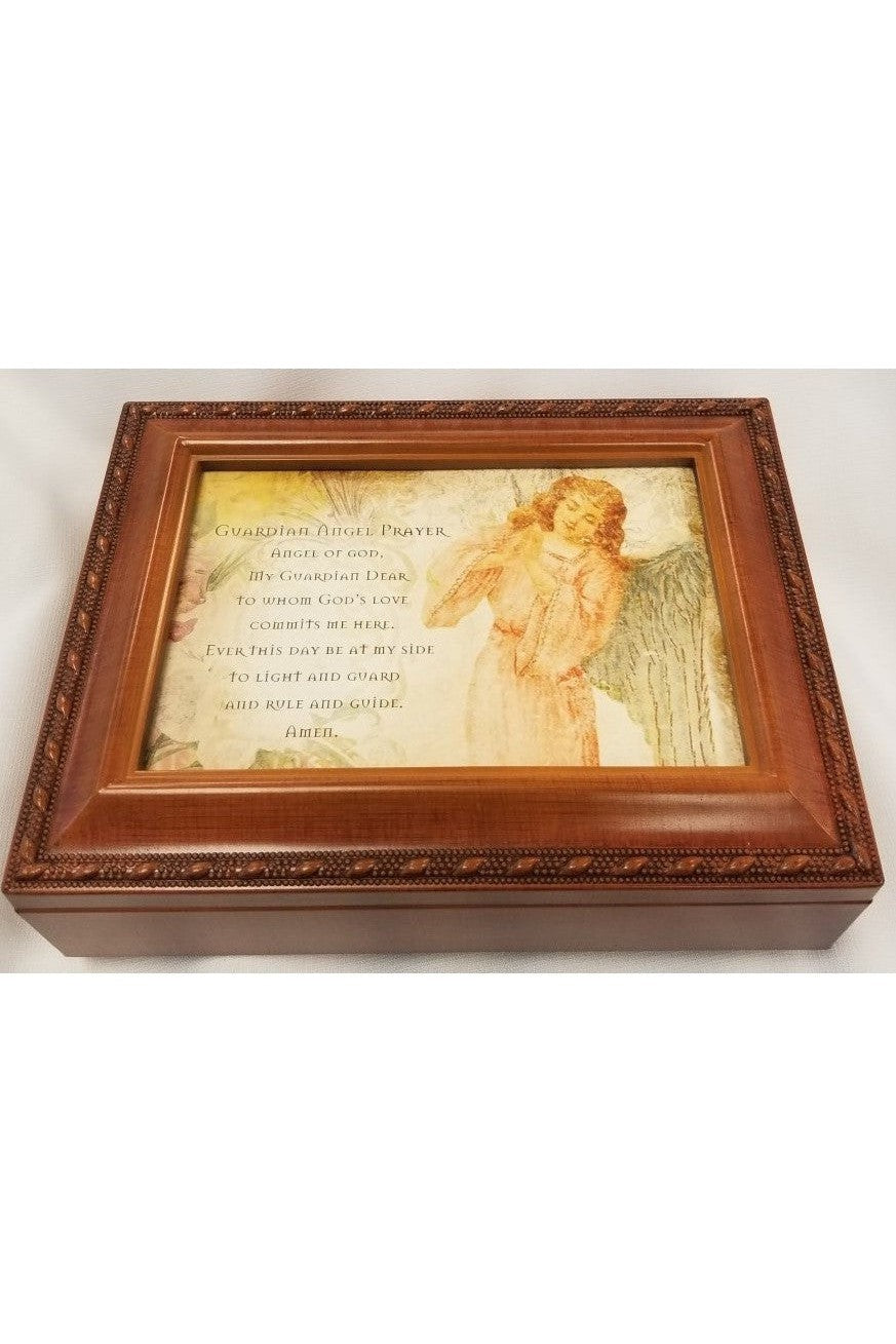 Wood Grain Music Box Guardian Angel Prayer - GPMBWBTHOU-Inspirational Gifts-Cottage Garden-Michigan Church Supply