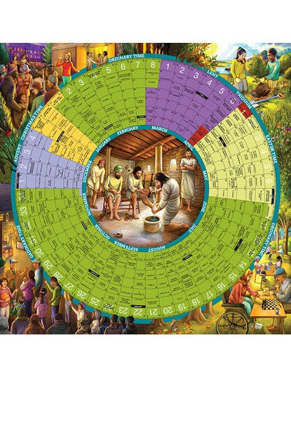 Year of Grace Liturgical Calendar 2025 26" x 26" Paper - OW17728-Church Life-Liturgy Training Publications-Michigan Church Supply